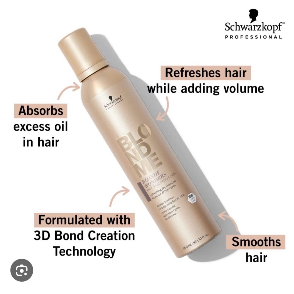 Schwarzkopf BlondeMe Blonde Wonders Dry Shampoo Foam - Champagne Bottle - Picture 3 of 3